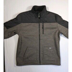Ascend Exploration Mens XL Jacket Full Zip Bonded Sweater Fleece Gray Quilted